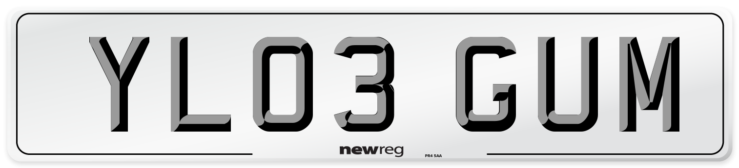 YL03 GUM Number Plate from New Reg